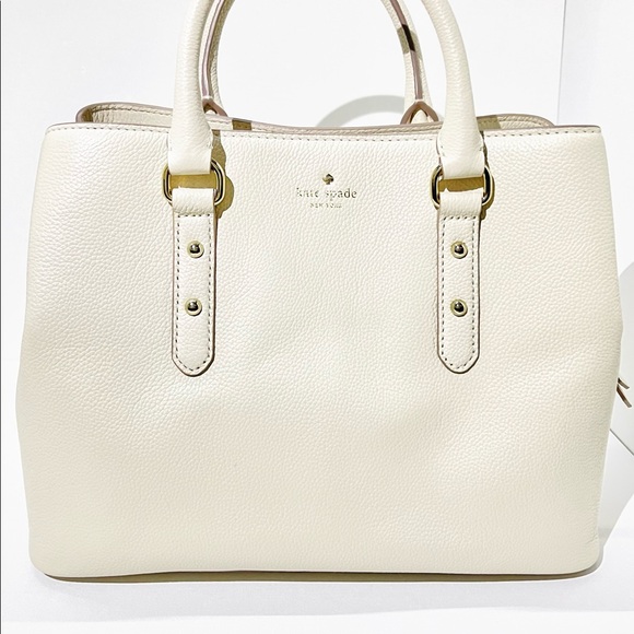 KATE SPADE NEW YORK — LARCHMONT AVENUE EVANGELIE SATCHEL BAG, SOFT LIMESTONE - Picture 10 of 13